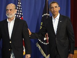 Ben Bernanke, chairman de la FED, et Barack Obama, président des Etats-Unis.
