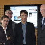 France Télévisions, Paris, le 15 novembre 2011, à l’inauguration officielle de FTVi. De gauche à droite : David Pujadas, Hervé Brusini, Bruno Patino et Rémi Pflimlin. (source : France télévisions)